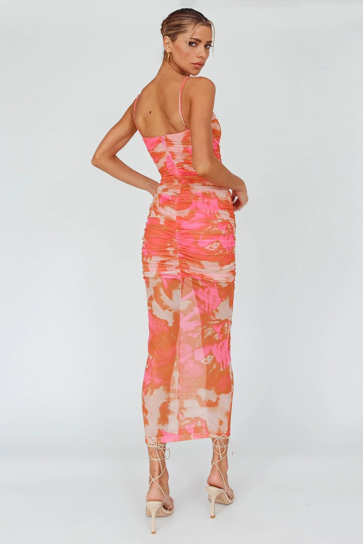 Logan Cami Strap Midi Dress Floral Pink