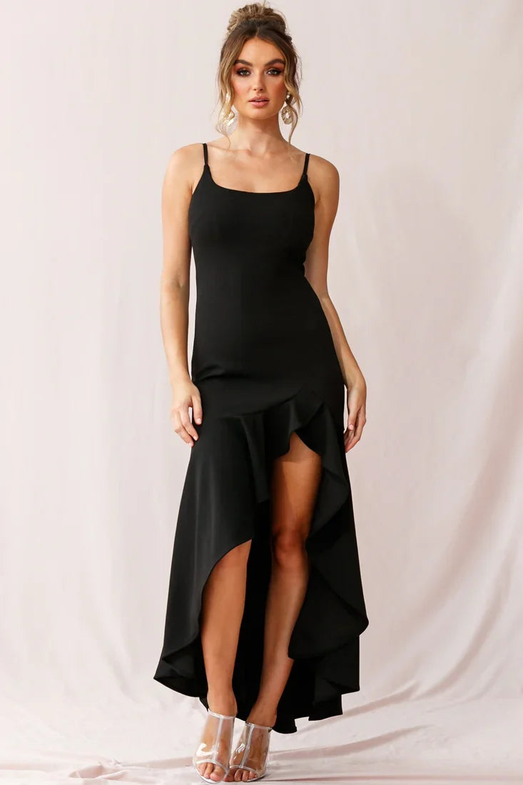 Emoji Asymmetrical Hemline Dress Black