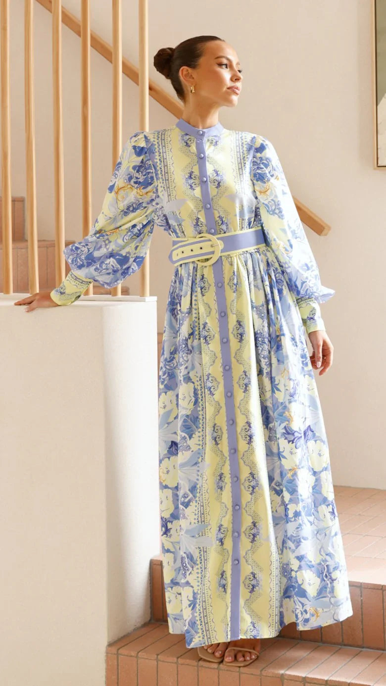 Kalliope Maxi Dress - Blue/Yellow