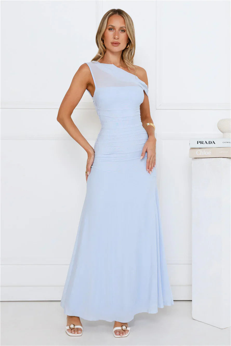 Bloom Baby Off Shoulder Maxi Dress Blue