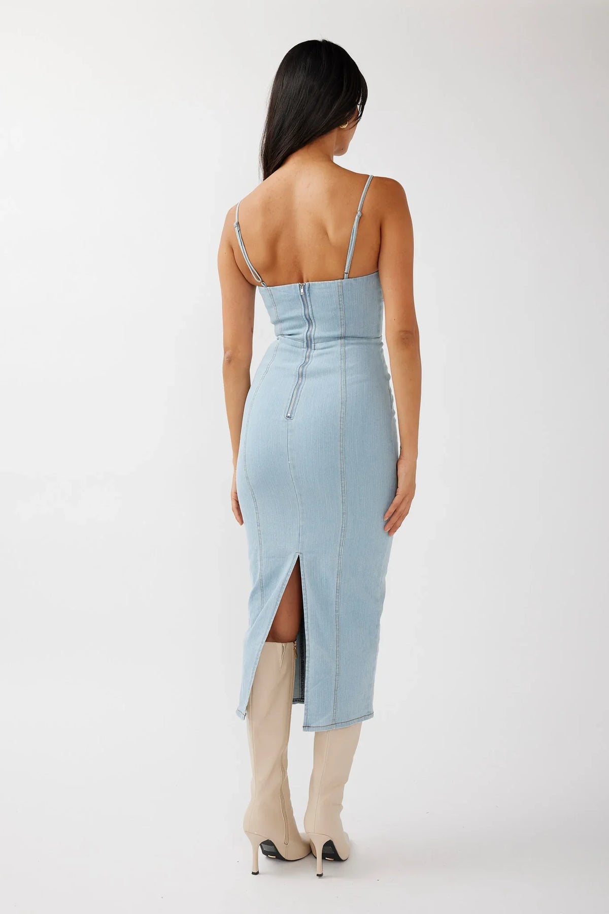Lenni Denim Midi Dress Light Blue