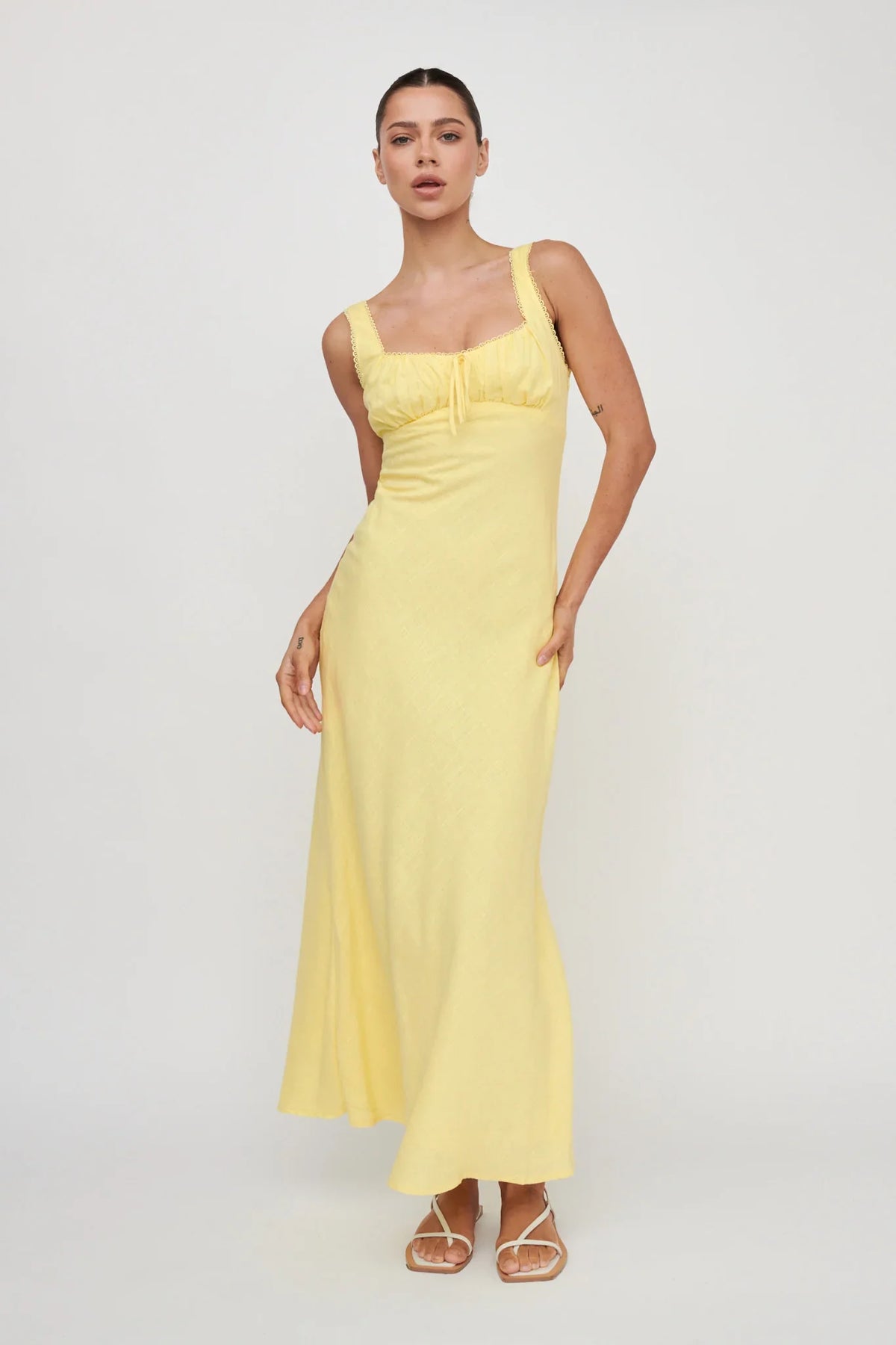 Carlee Gathered Bust Maxi Dress Yellow