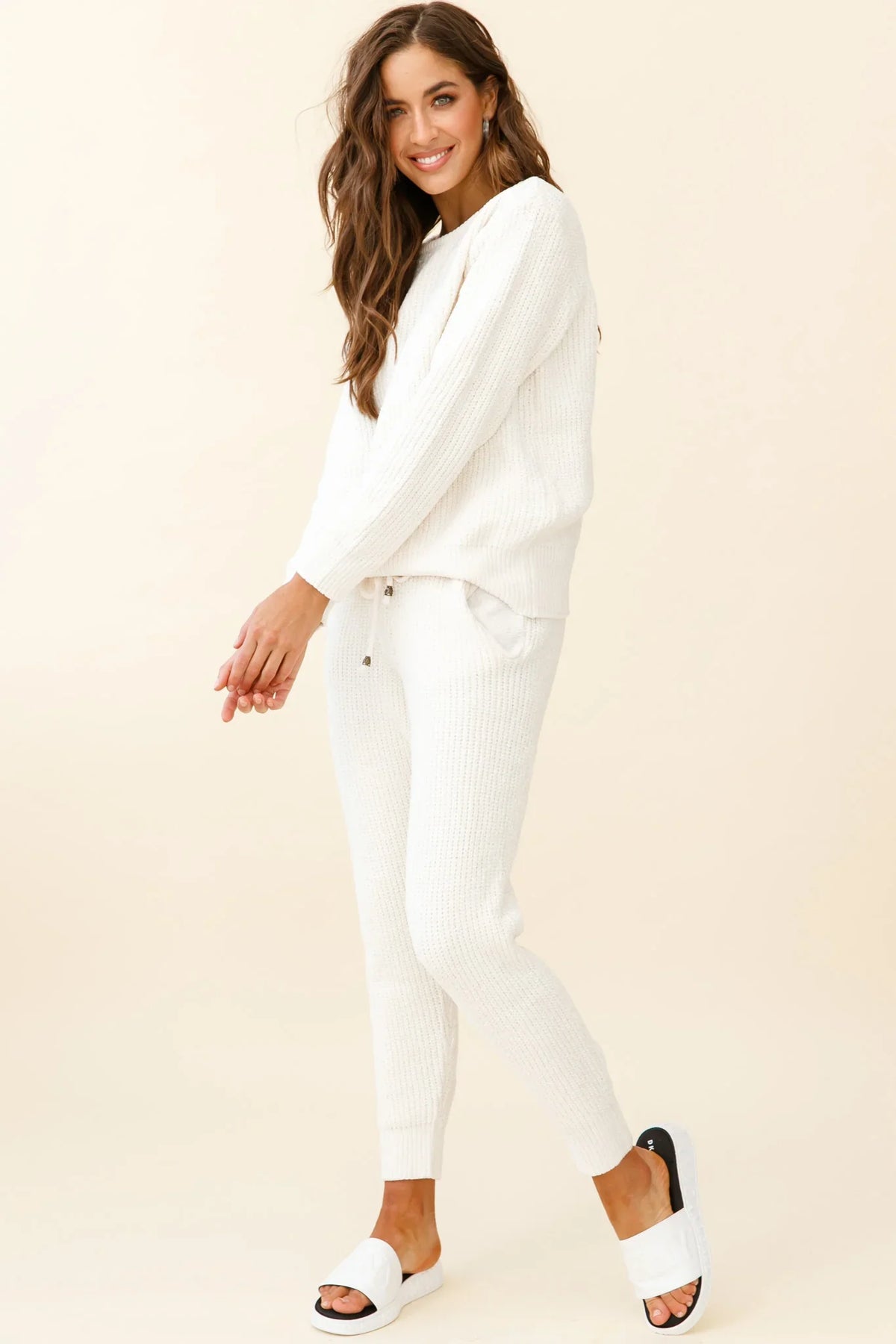 Sundown Crew Neck Knit Sweater Cream