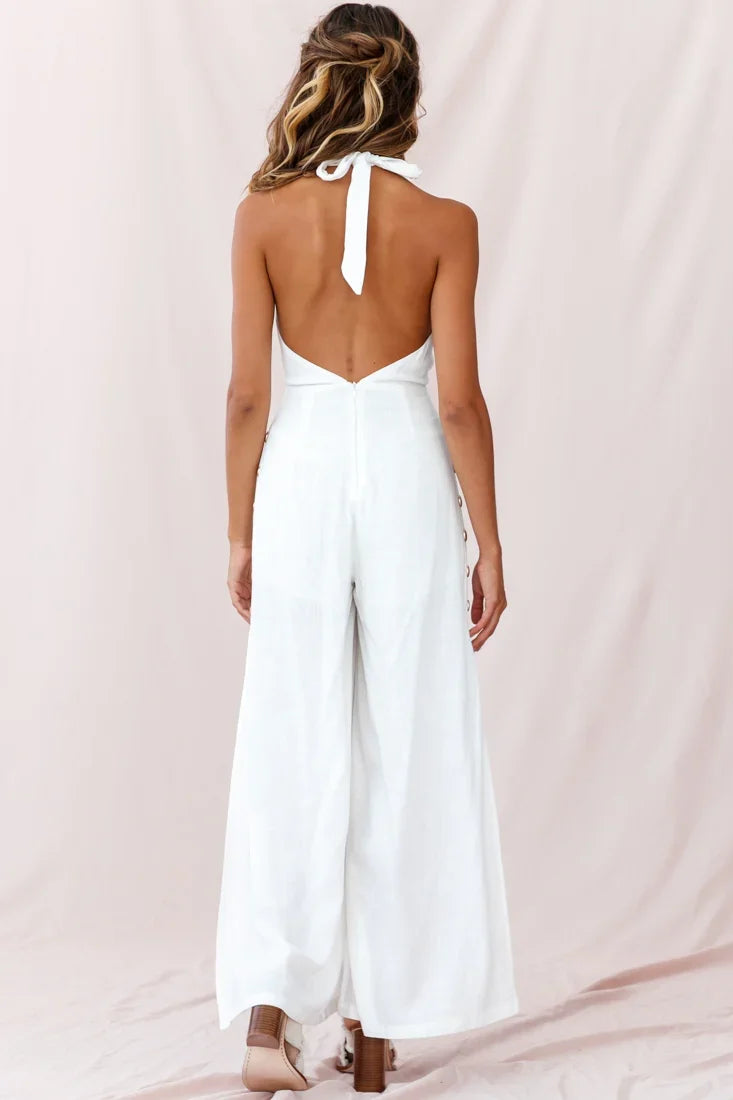 Aruba Wide Leg Halterneck Jumpsuit White