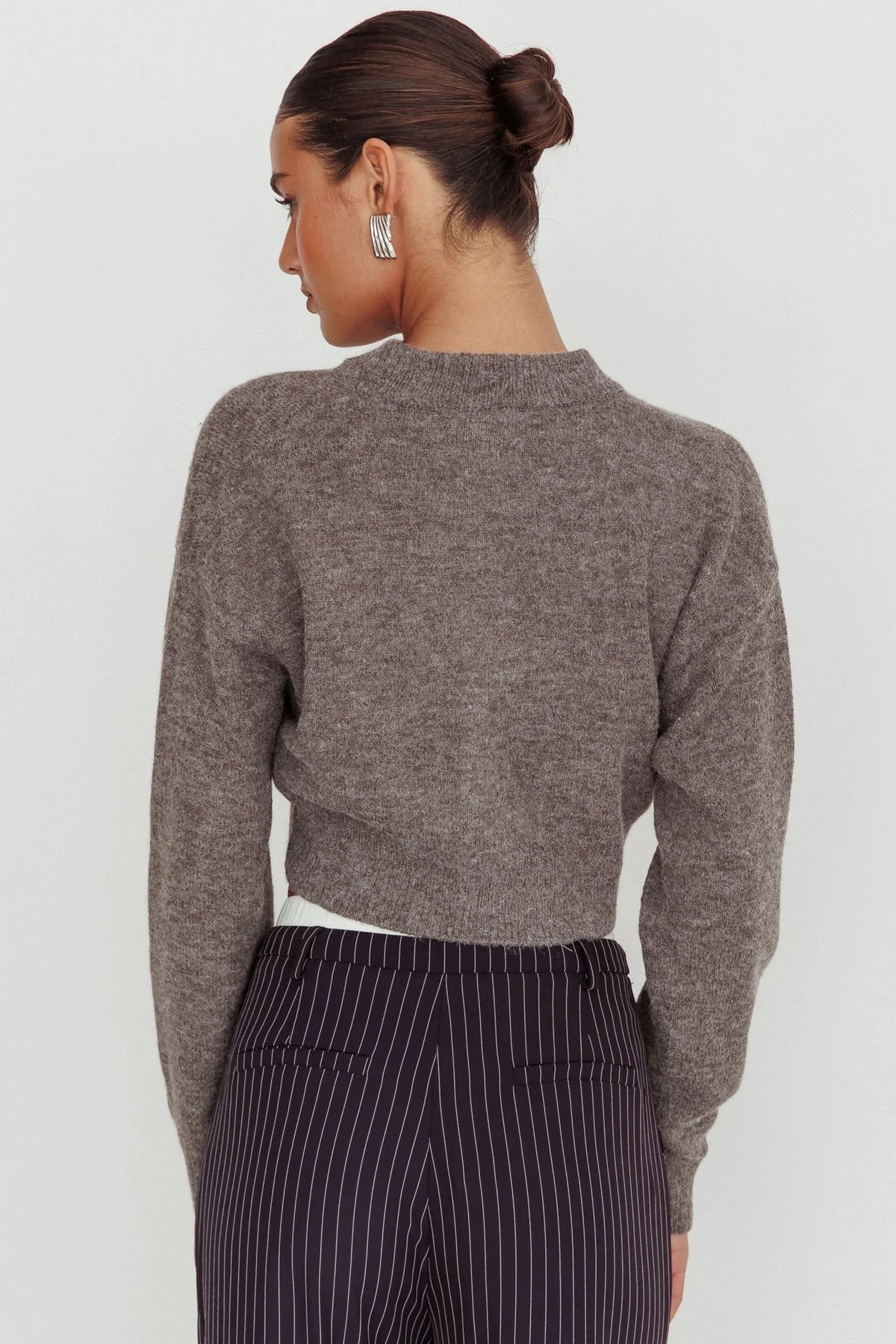 Netherlands Drop Shoulder Crop Cardigan Grey
