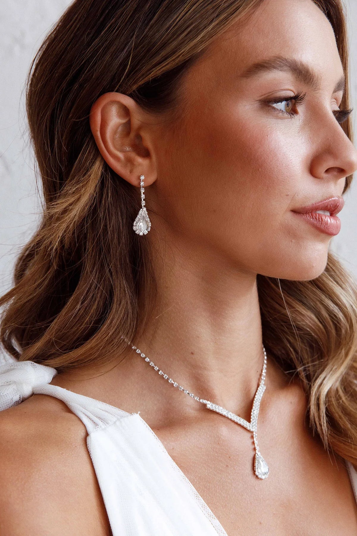 Melissa Diamante Necklace and Earrings Set Silver