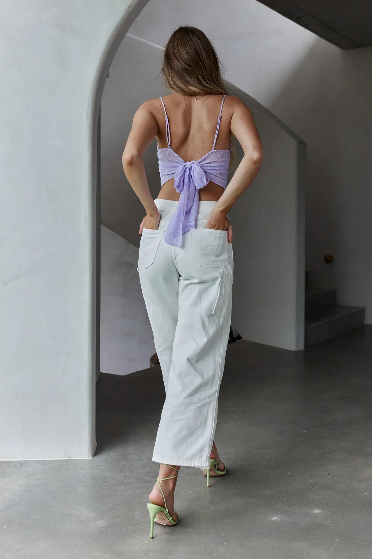 Sunshine Lover Sweetheart Neckline Tied Back Crop Top Lilac