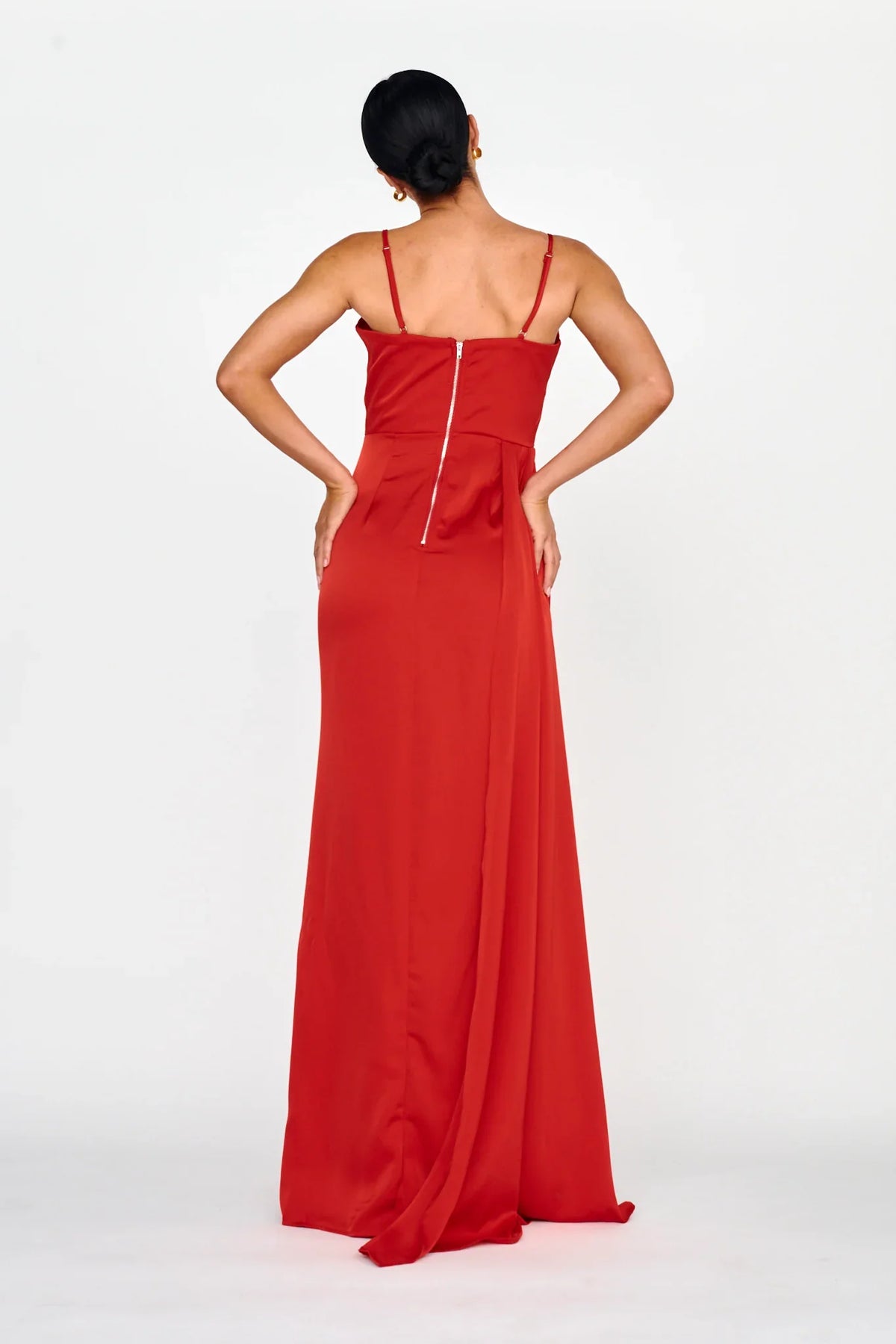 Secret Sweetheart Neckline Split Maxi Dress Red