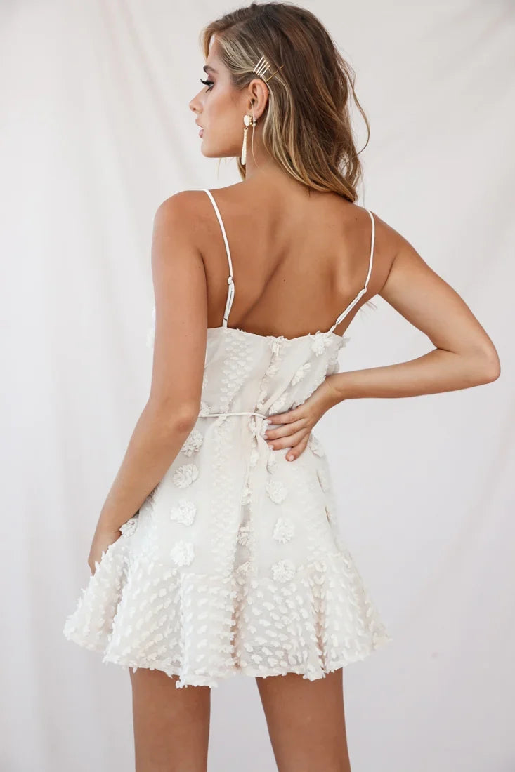 Montville Cami Strap Embellished Dress Beige