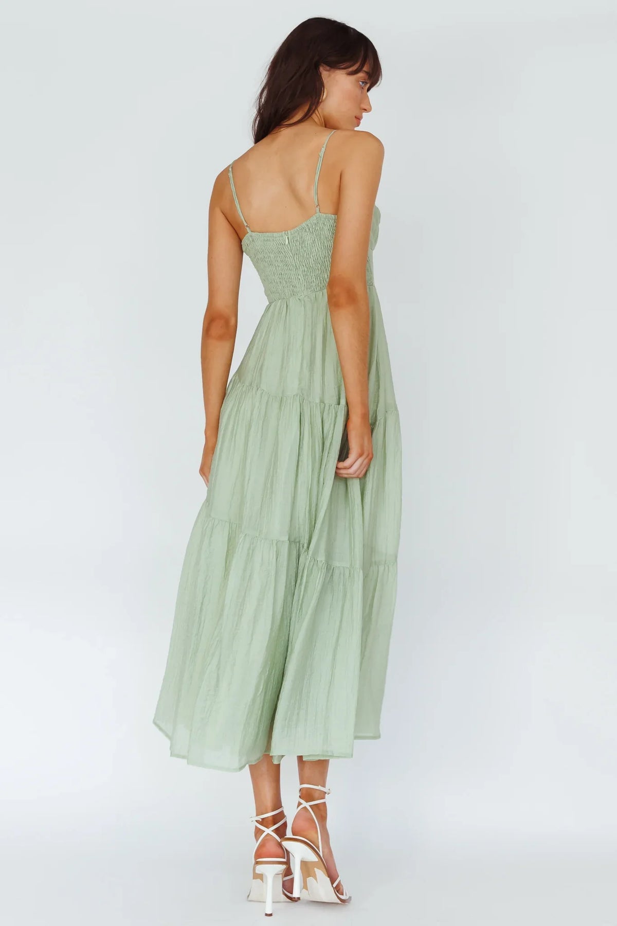 Doe Tie Bust Maxi Dress Sage