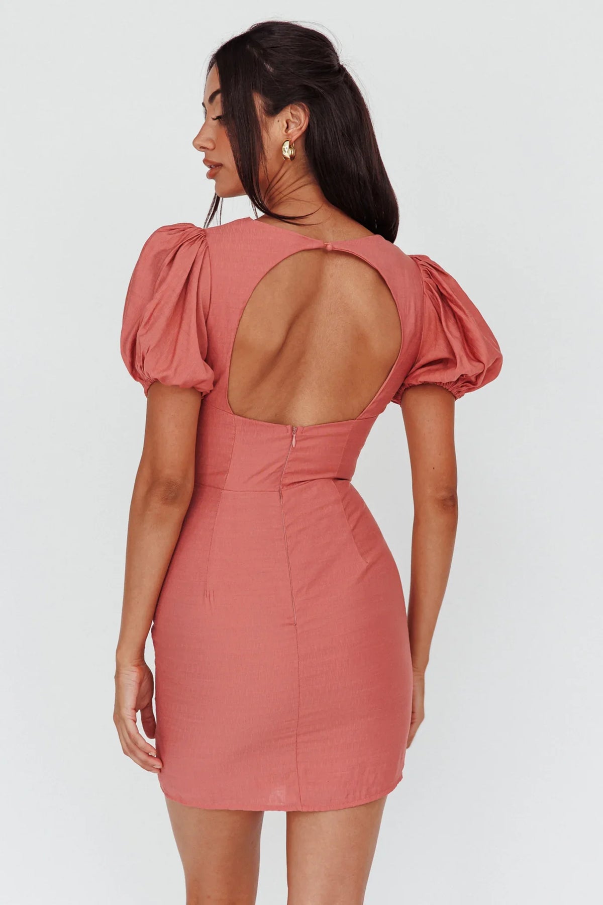 Aylina Scalloped Lace Mini Dress Rose