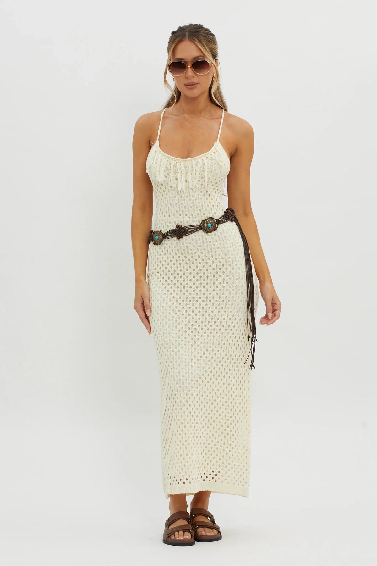 Midwest Fringe Boho Belt Brown