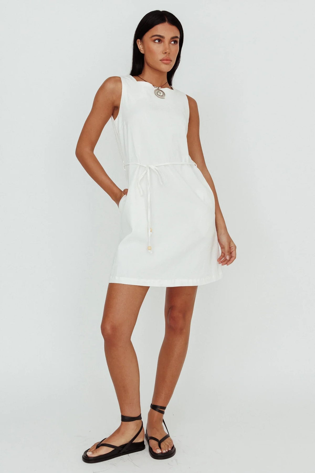 Tirzah Side Pocket Shift Dress White
