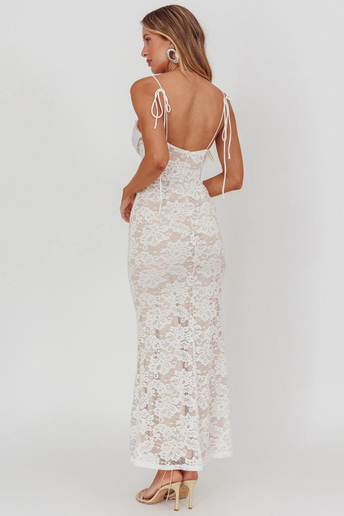 Melting Lace Maxi Dress White