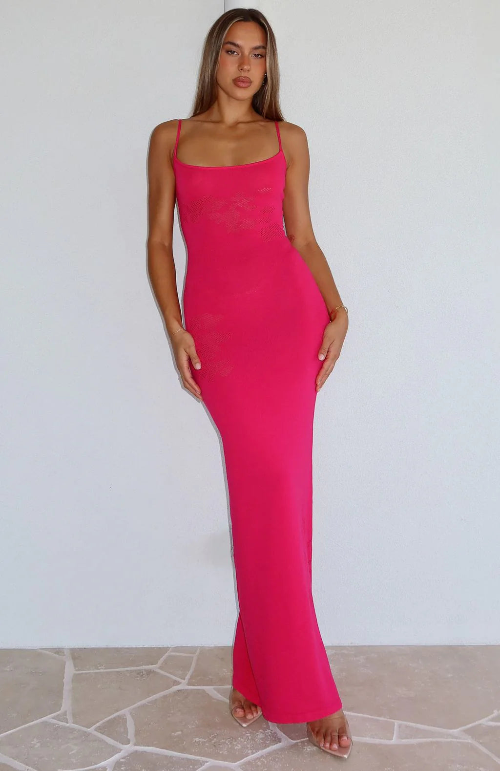 Deep Love Knit Maxi Dress Fuschia
