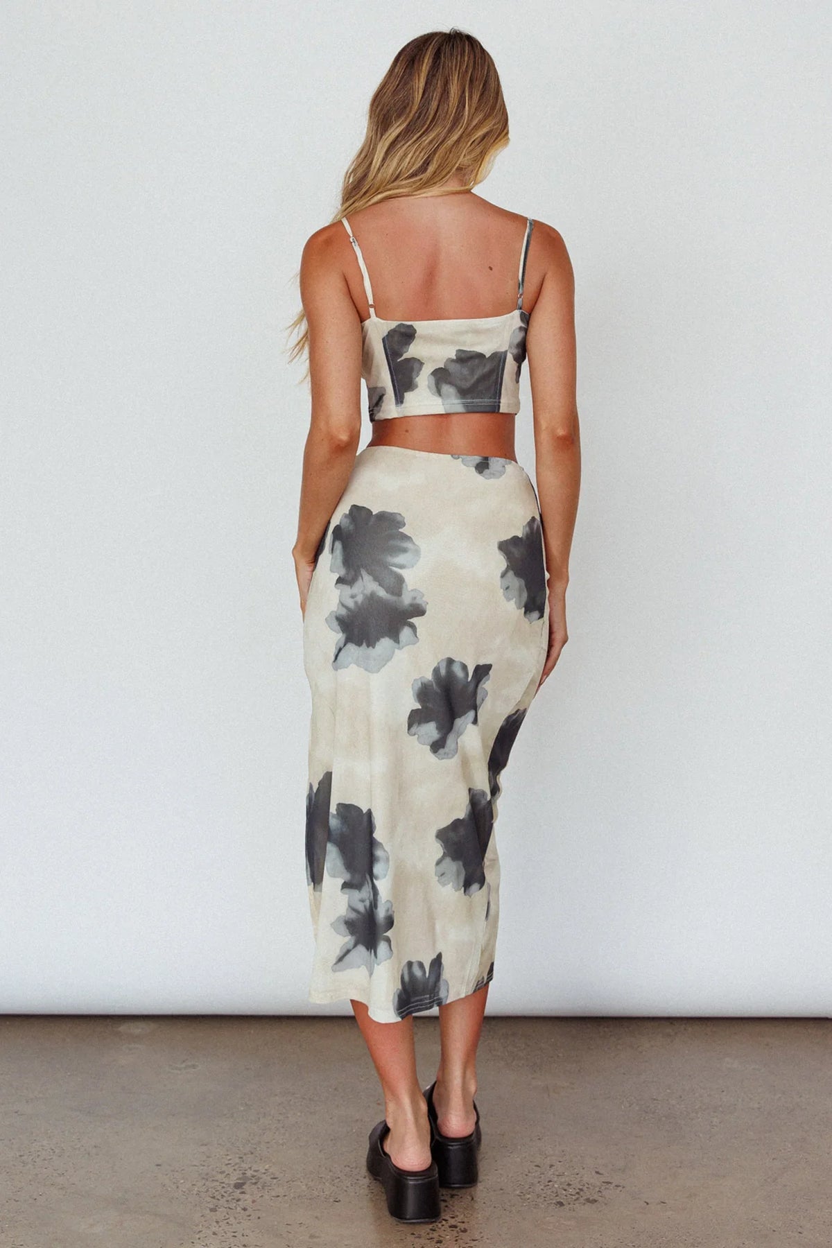 Miss Me Tied Bust Crop Top Floral Cream