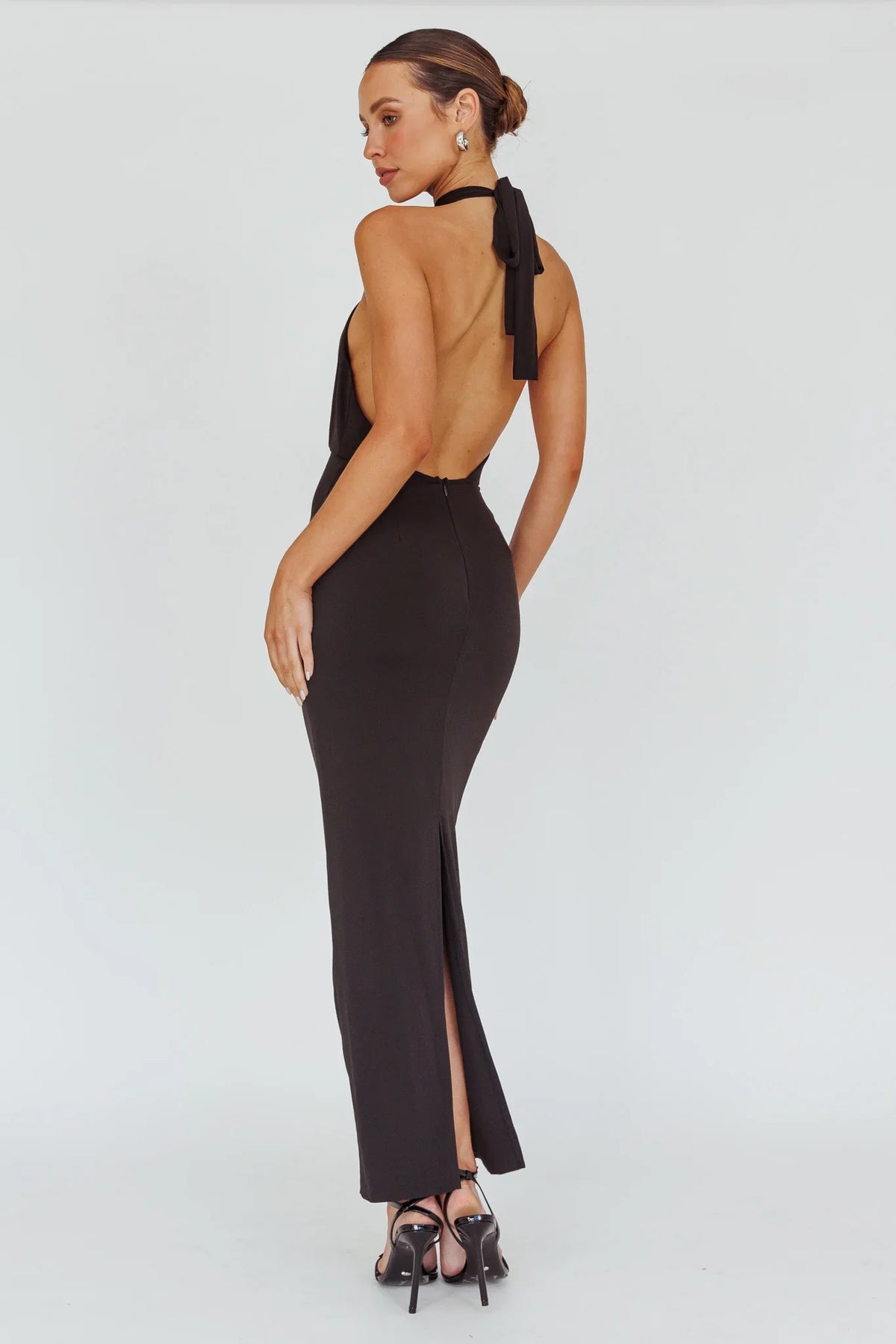 Simha Rose Halterneck Midi Dress Black