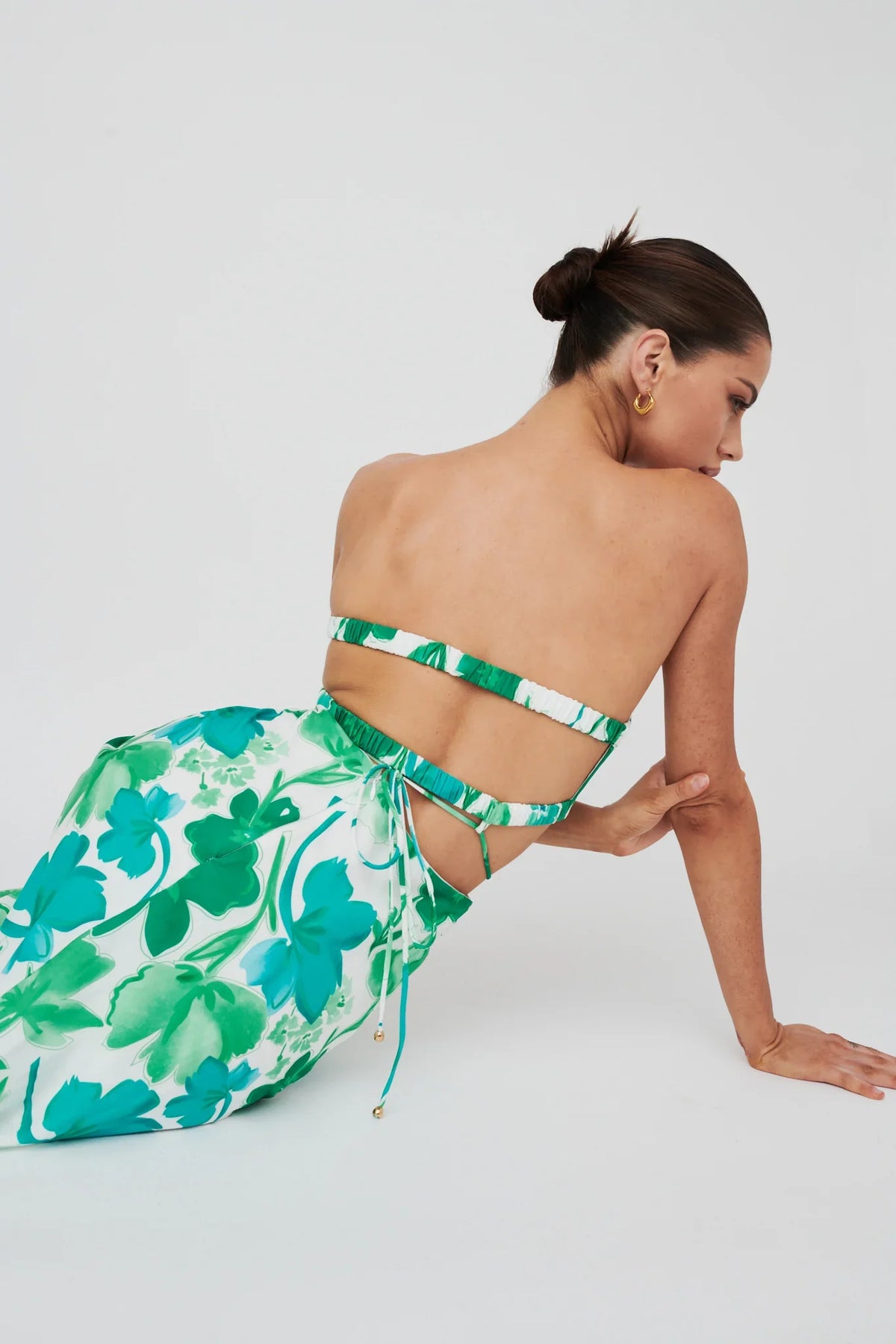 Tuscan Summers Strapless Cut-Out Midi Dress Green