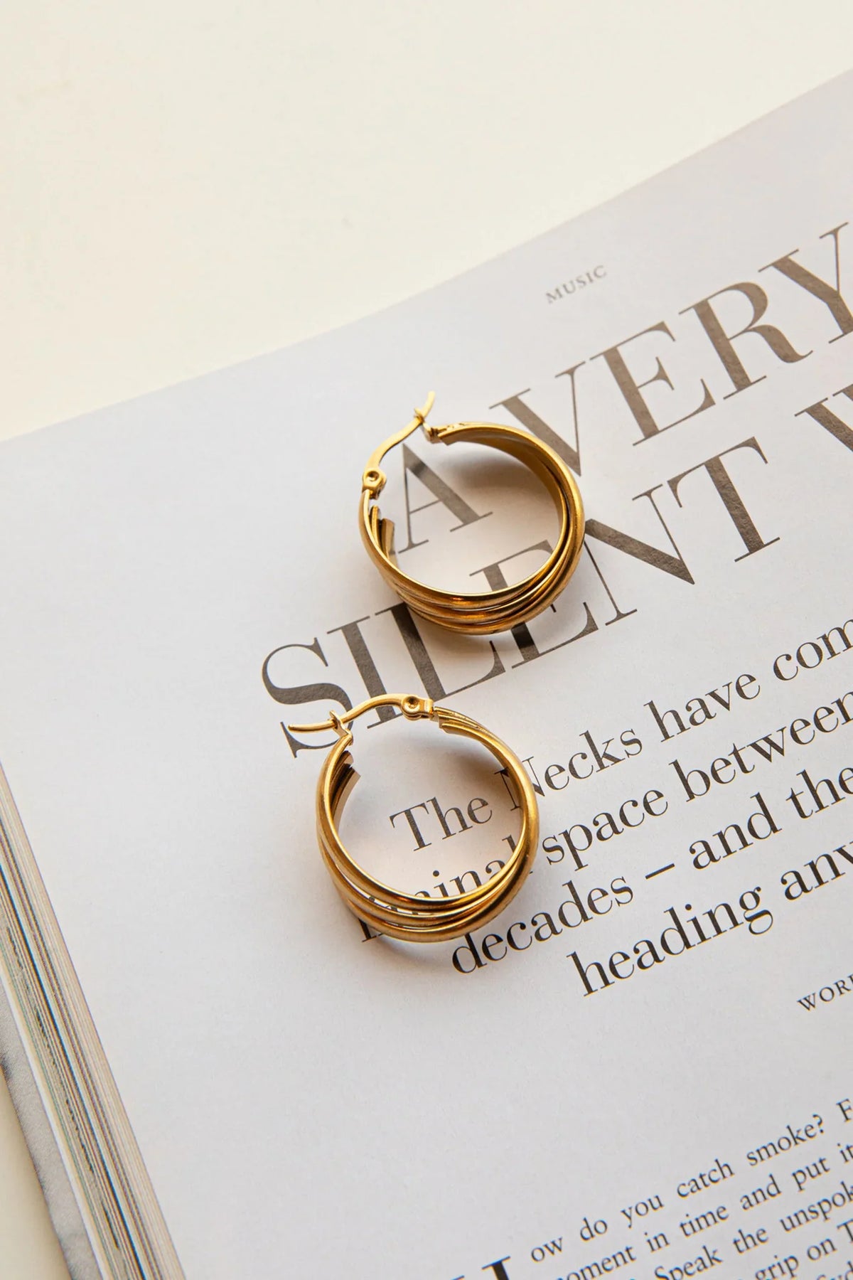 Mona Triple Hoop Earrings Gold