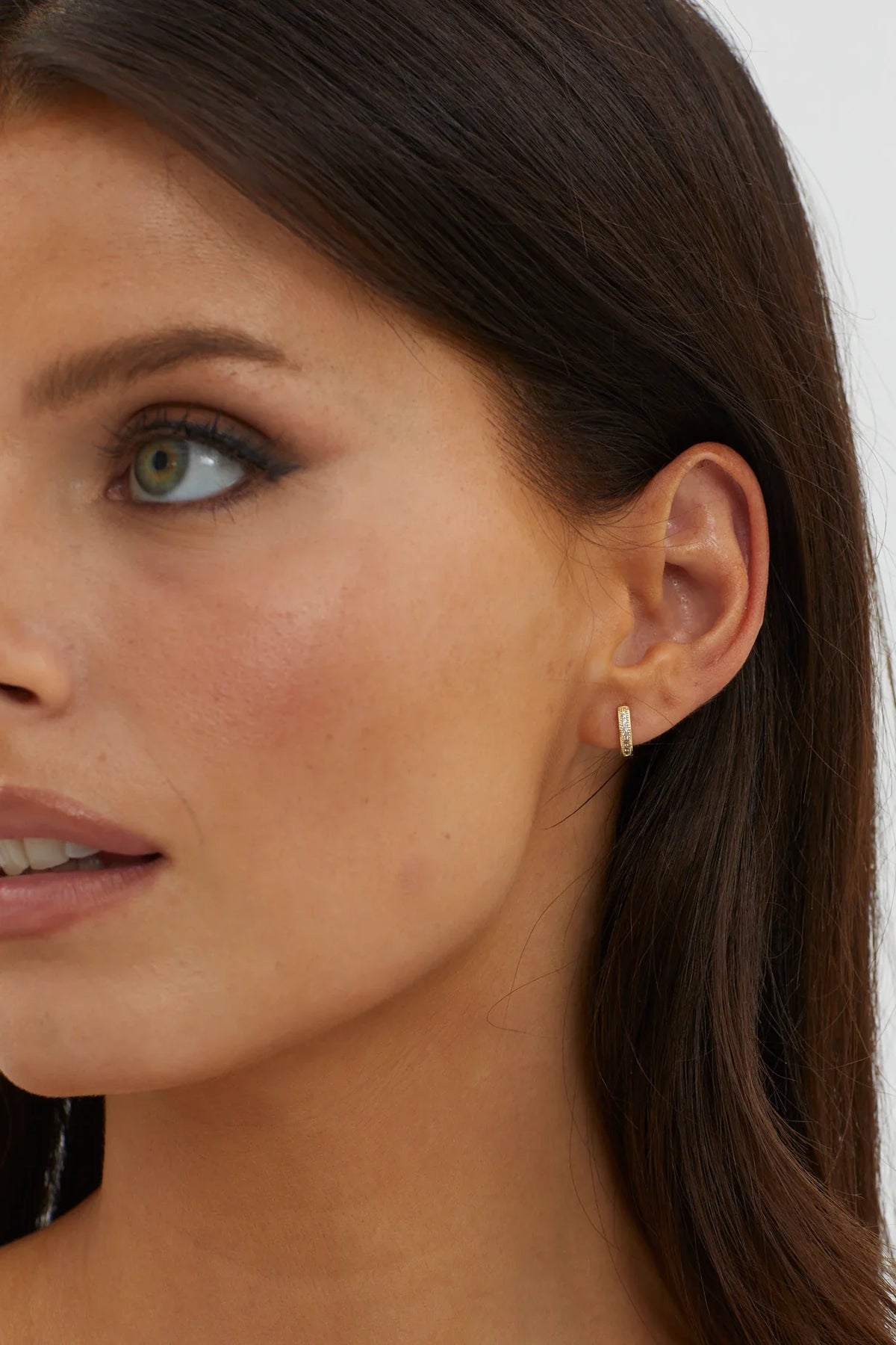 Zelda Zircon Pave Hoop Earrings Gold