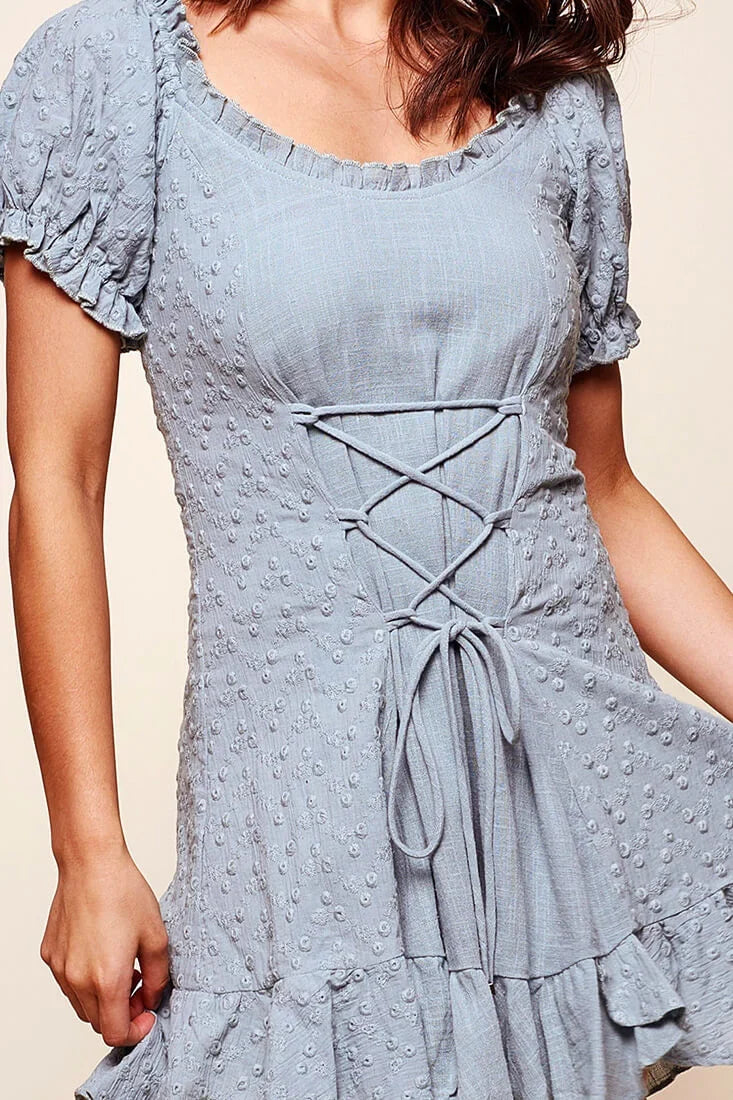 Renaissance Cross-Laced Babydoll Dress Sage