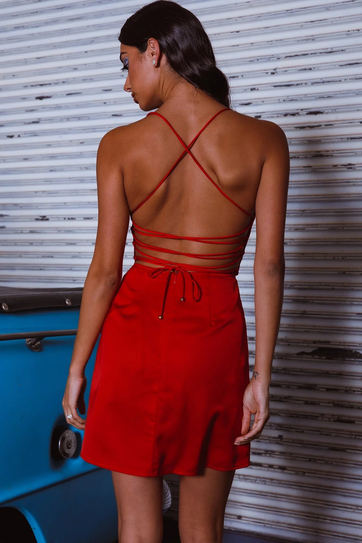 Lost In A Dream Pintuck Bust Mini Dress Red