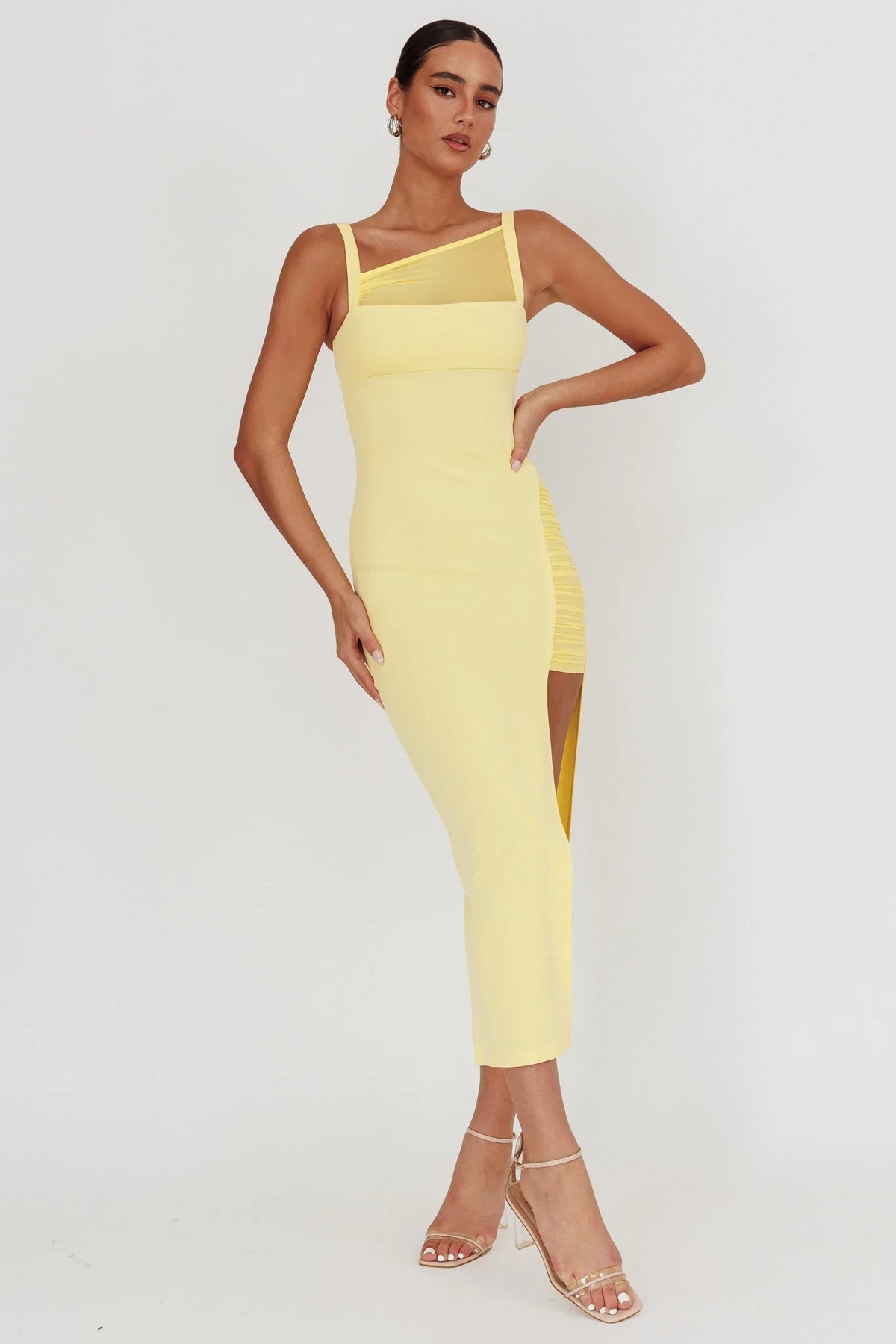 Zenya Split Ruched Maxi Dress Butter