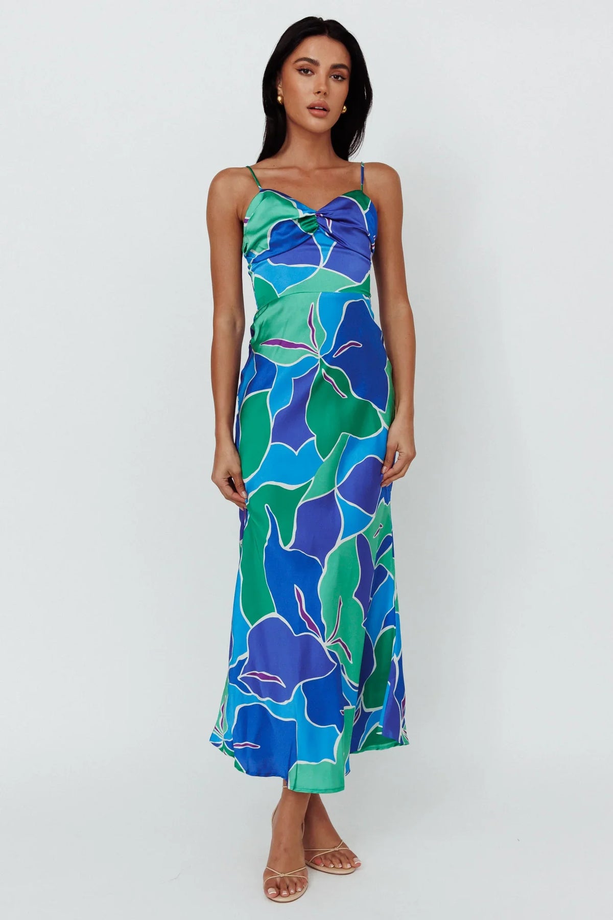 Hula Sweetheart Midi Dress Floral Blue