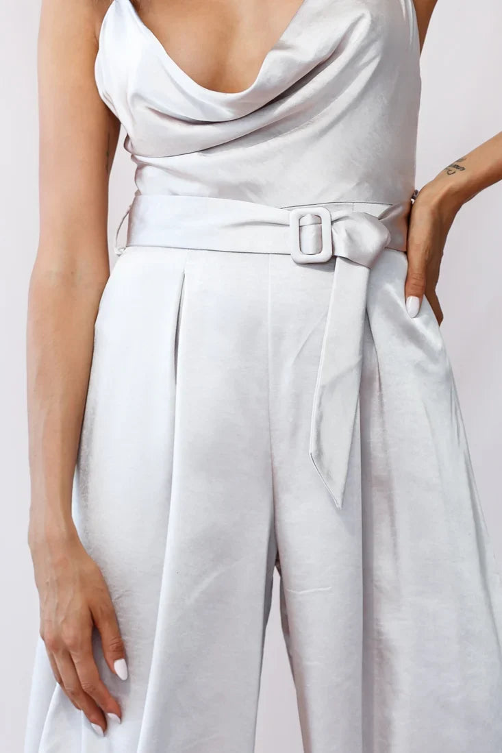 Mali Wide Leg Belted Jumpsuit Champagne