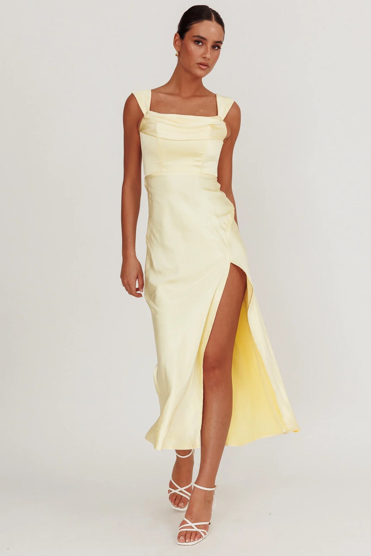 Lucinda Off-Shoulder V-Back Dress Butter