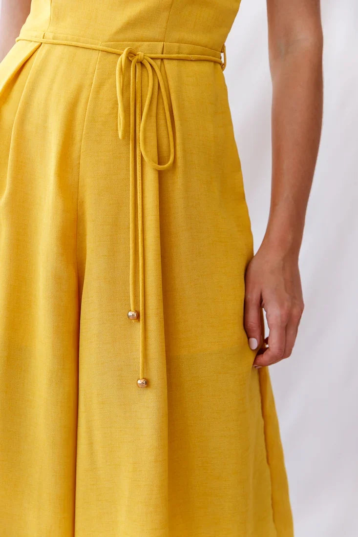Brighton Low Back Wide Leg Jumpsuit Mustard