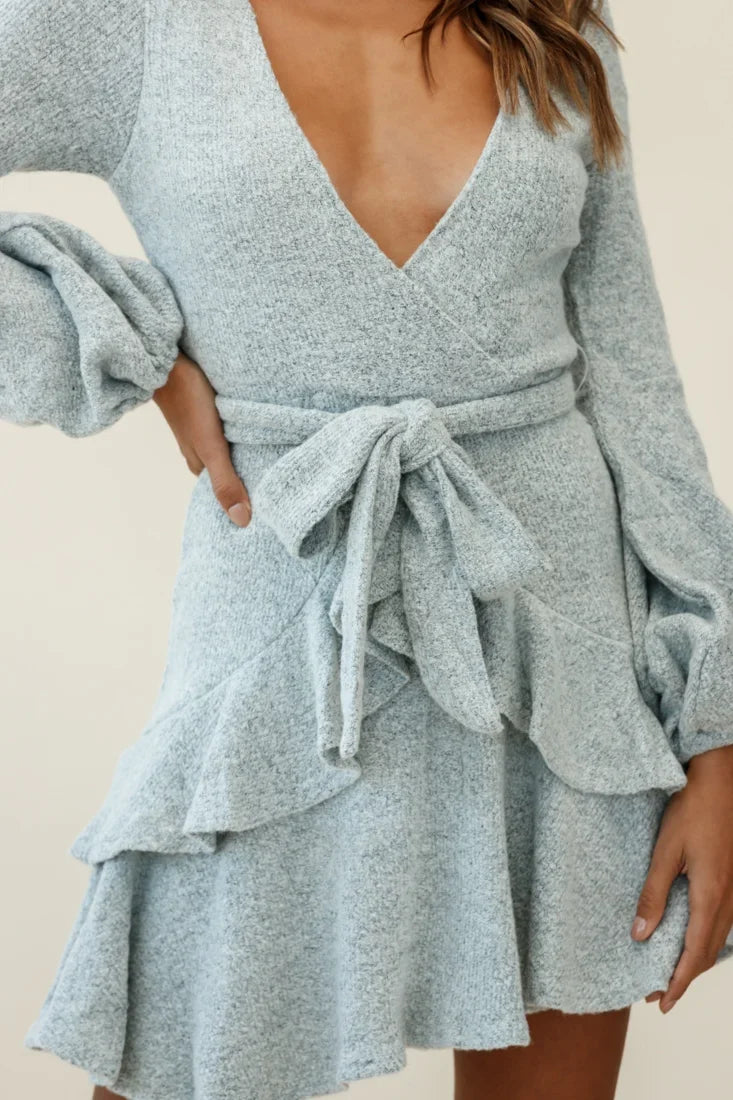 Dresden Long Sleeve Knit Dress Marble Grey