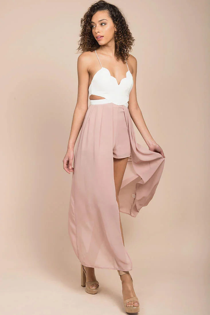 Trista cutout Maxi Romper White