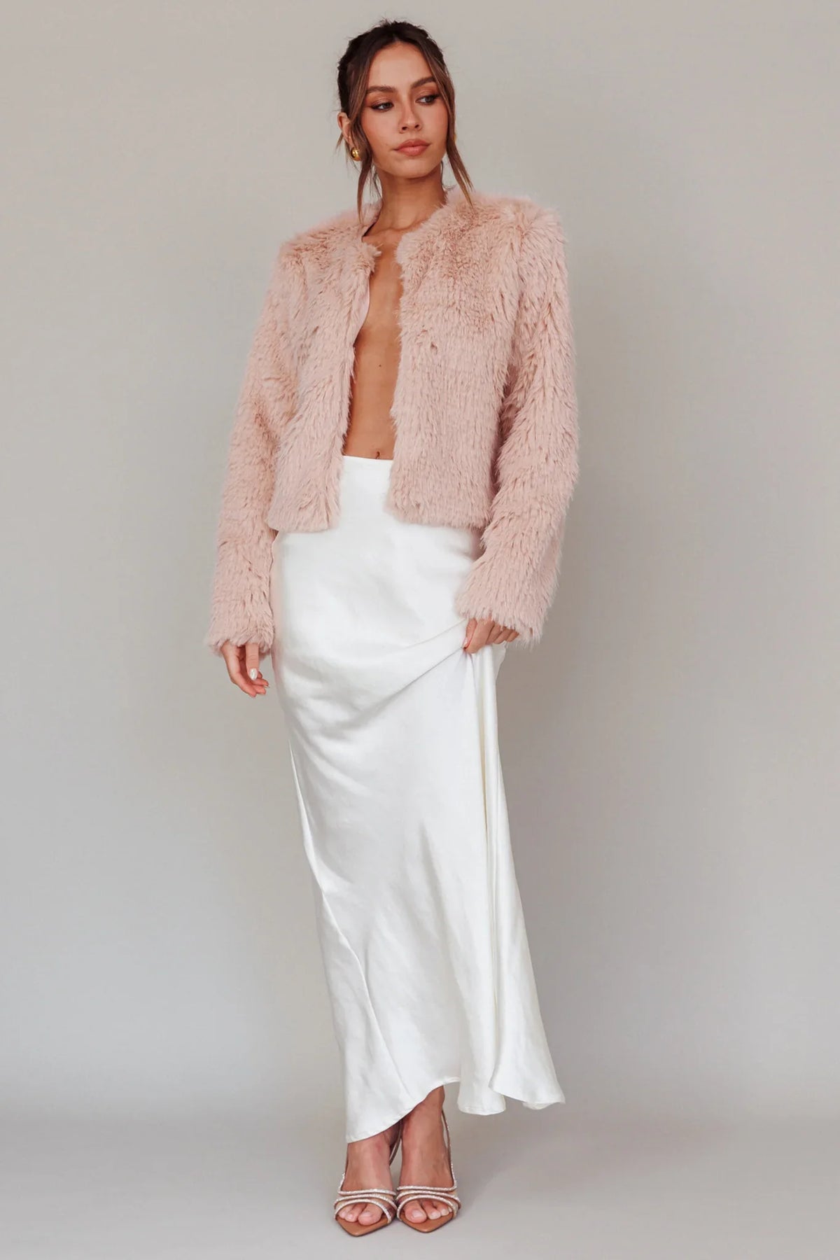 London Day Faux Fur Jacket Blush