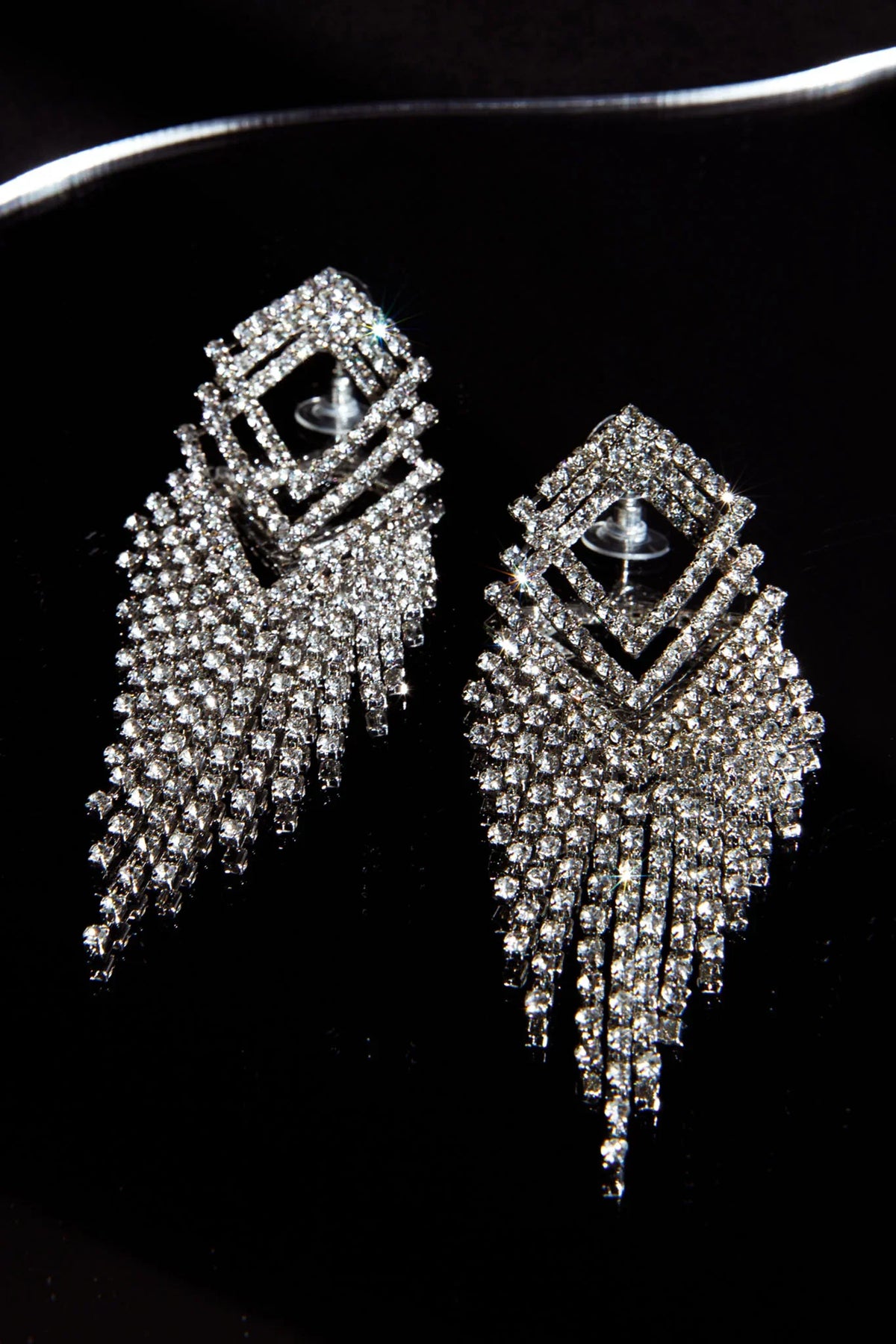 Kate Diamante Kite Drop Earrings Silver