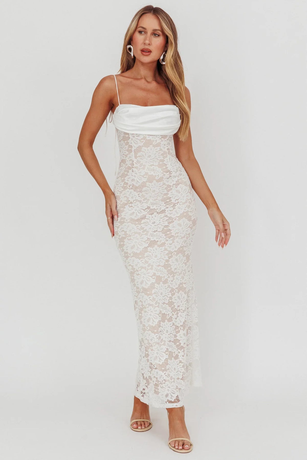 Melting Lace Maxi Dress White