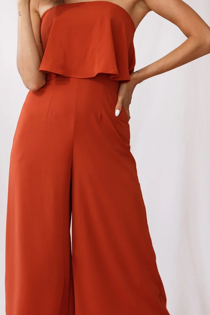 Monserrat Frill Bust Jumpsuit Umber