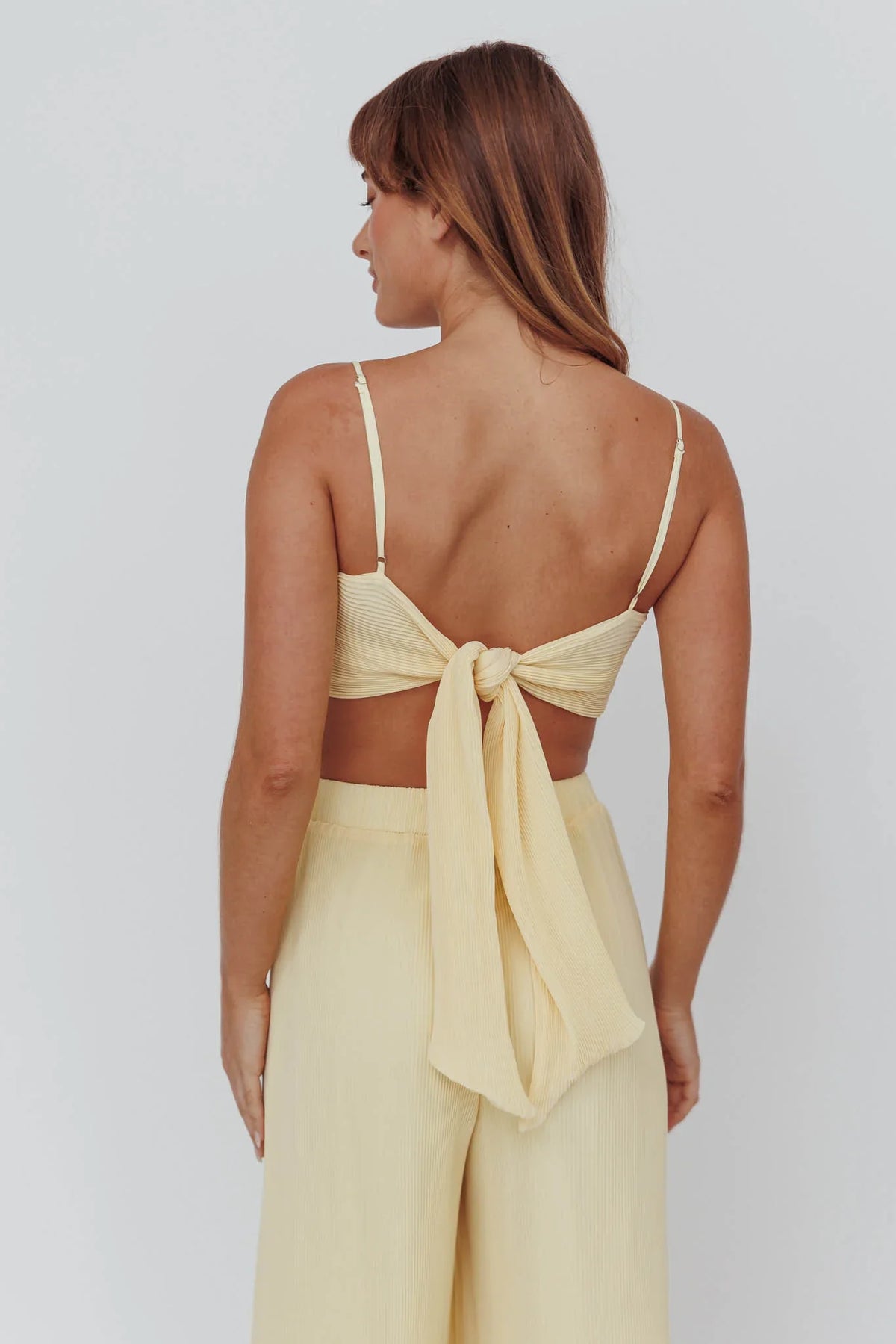 Light Energy Tie Back Crop Top Lemon