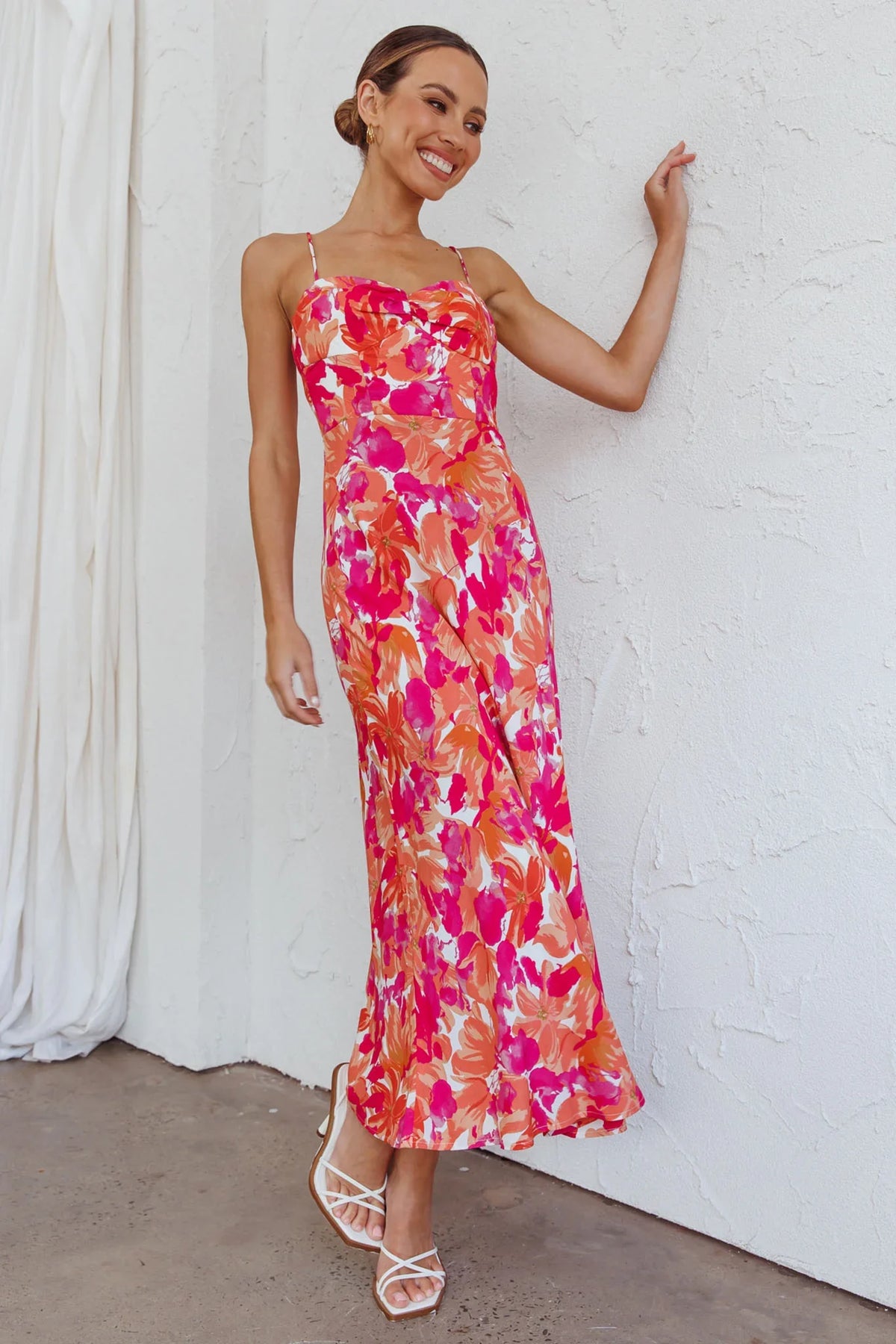Golden Sands Cami Strap Maxi Dress Floral Red
