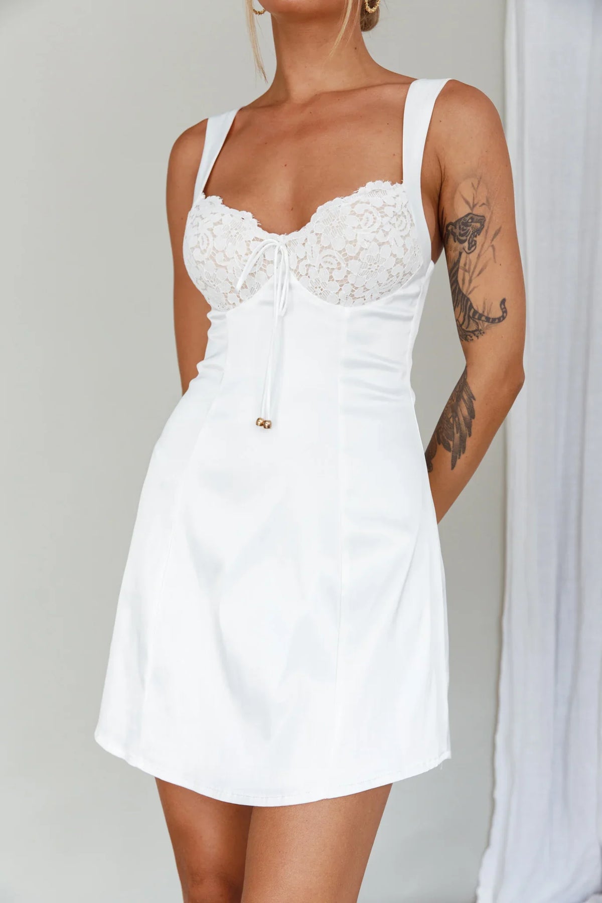 Ti Amo Lace Bust Mini Dress White