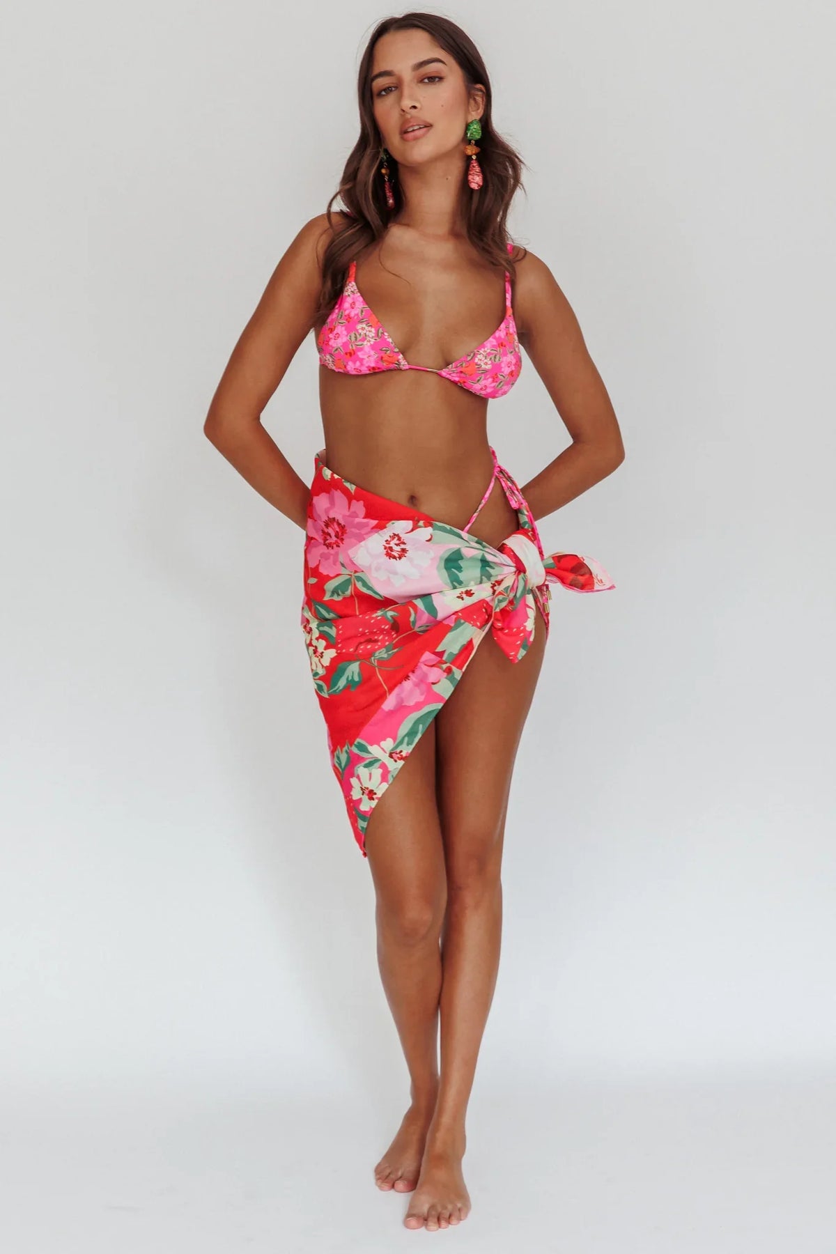 Sunshine Coast Floral Sarong Cover Up Pink