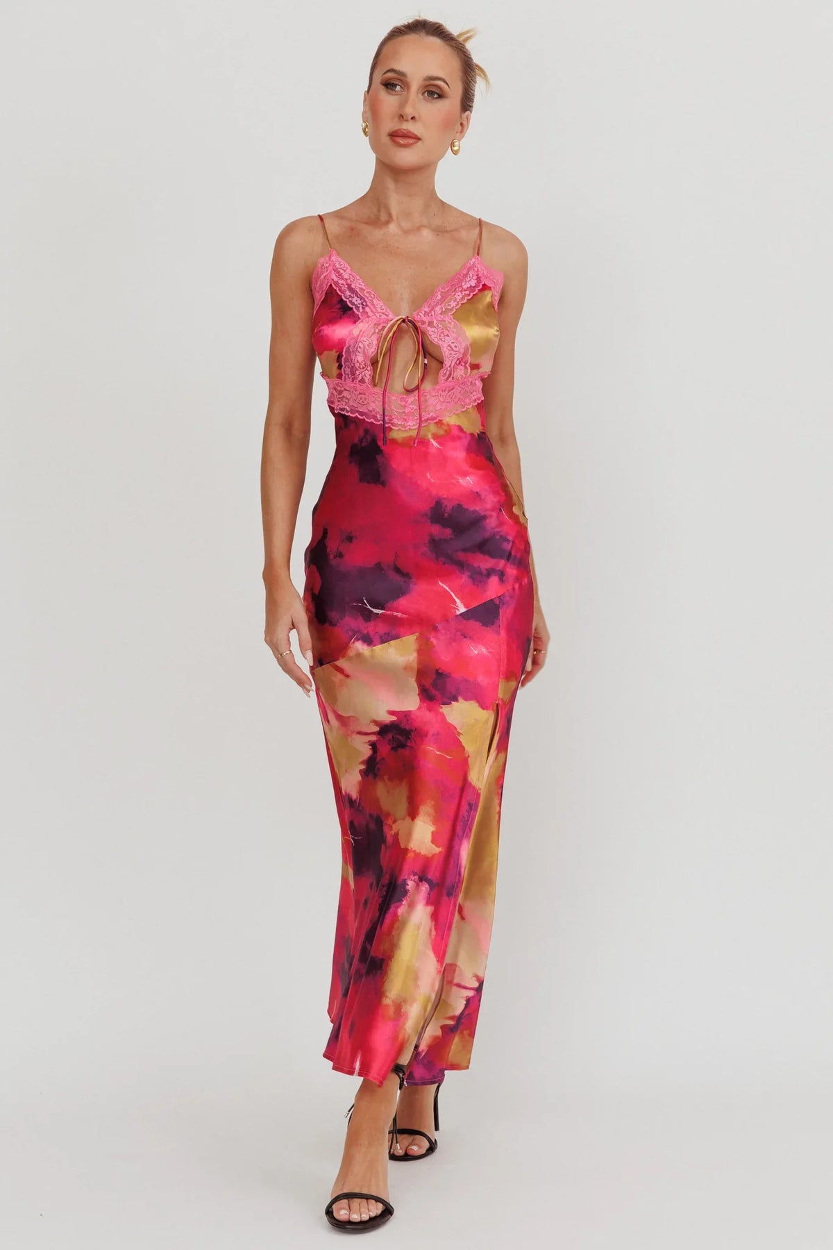 Saga Bust Keyhole Satin Maxi Dress Purple