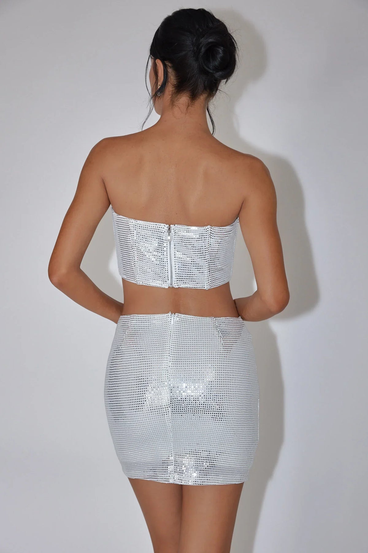 It Girls Sequin Crop Top Silver