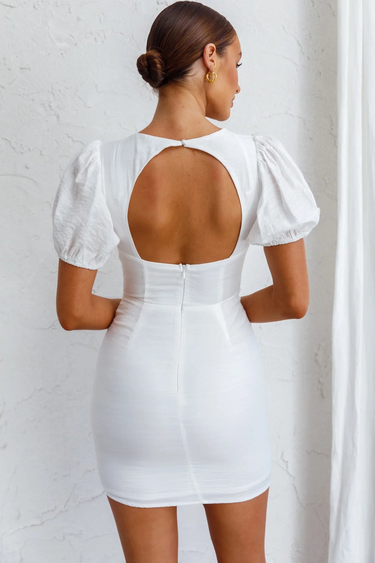 Aylina Scalloped Lace Mini Dress White
