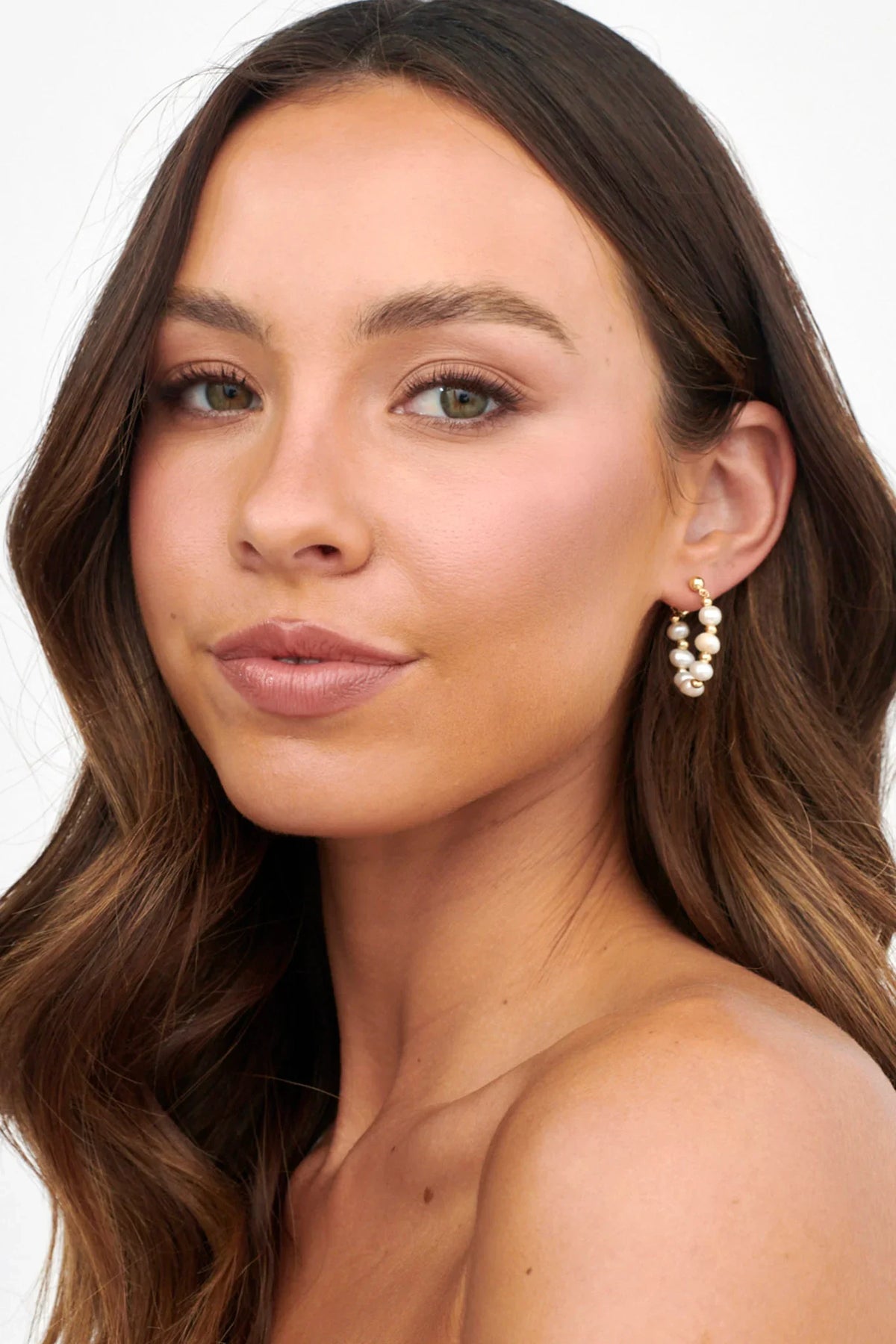 Dream Time Pearl Hoop Earrings Gold
