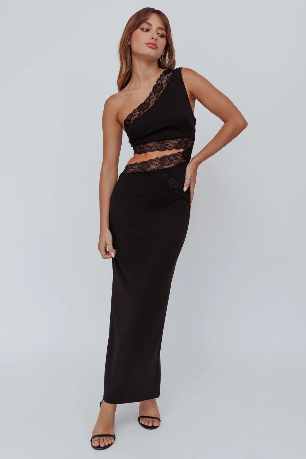 Mahli One-Shoulder Cut-Out Maxi Dress Black