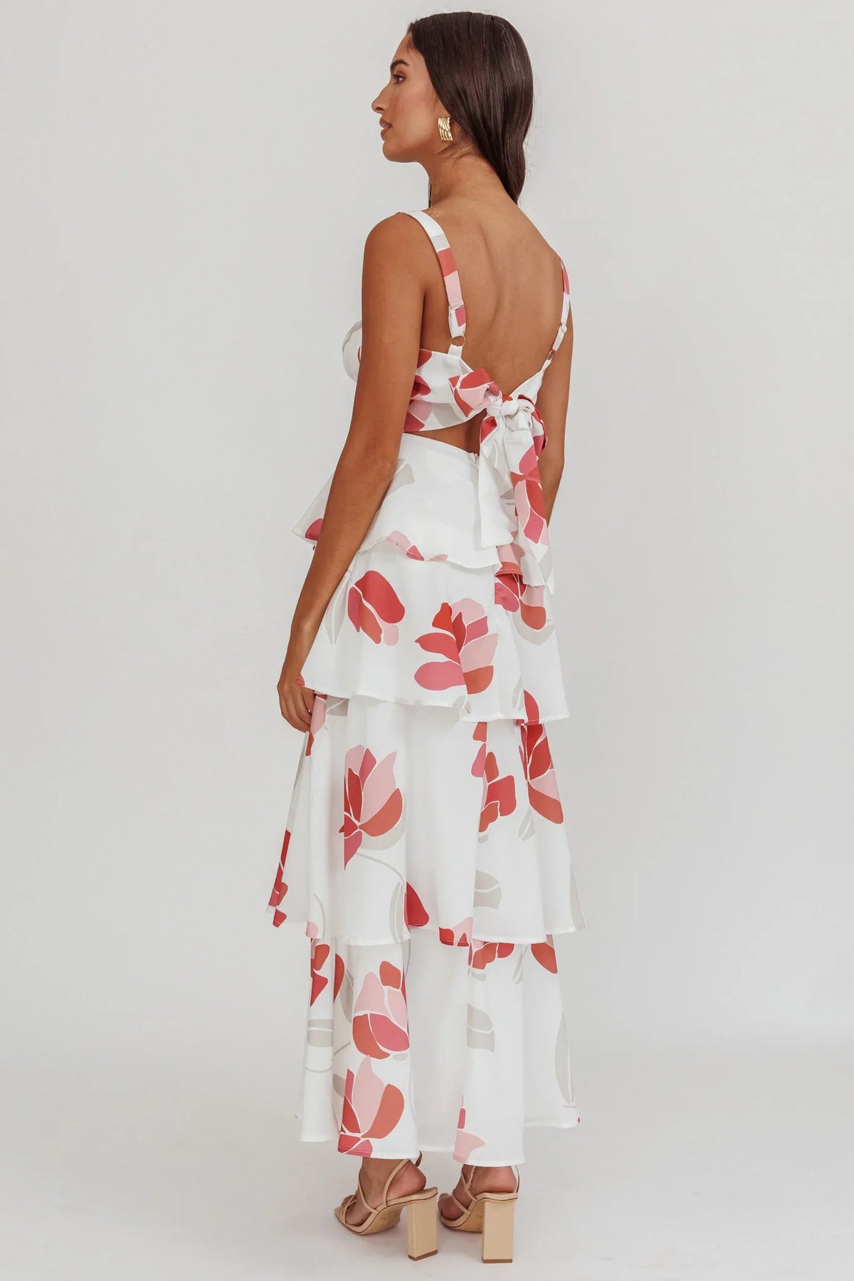 Provence Bloom Tiered Floral Maxi Dress Rose