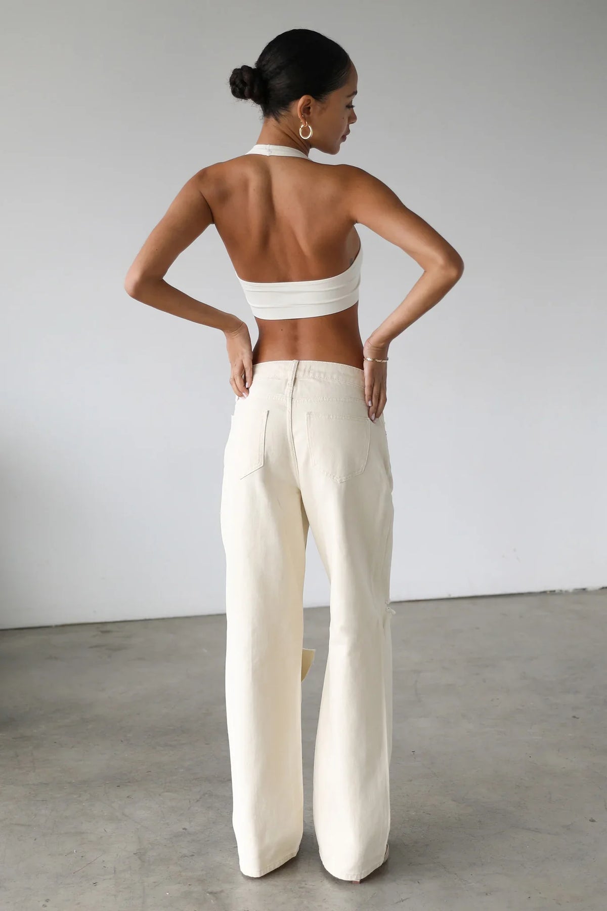 DOGMA Straight Wide Leg Skater Denim Jeans Cream