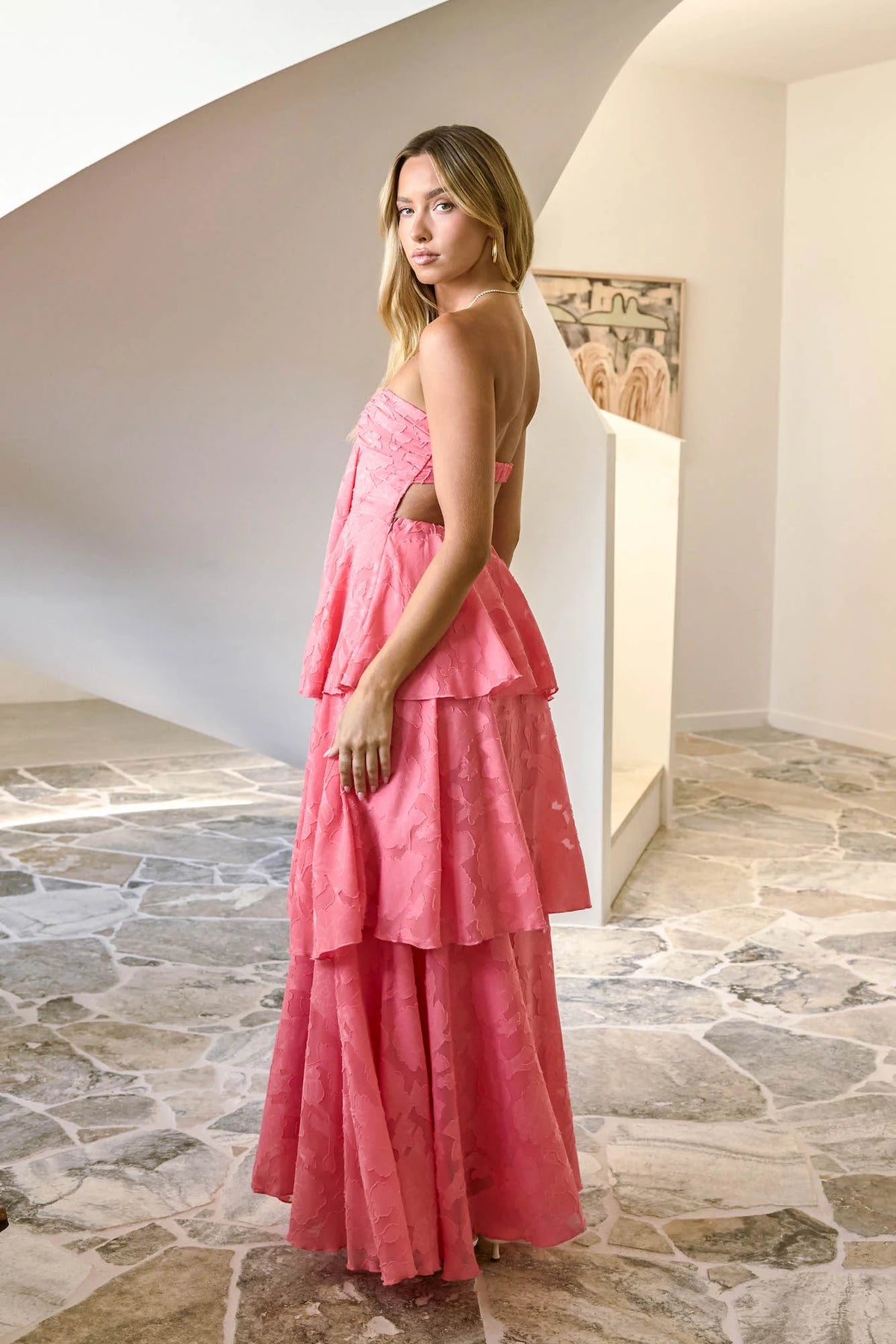 Know Your Heart Strapless Maxi Dress Coral