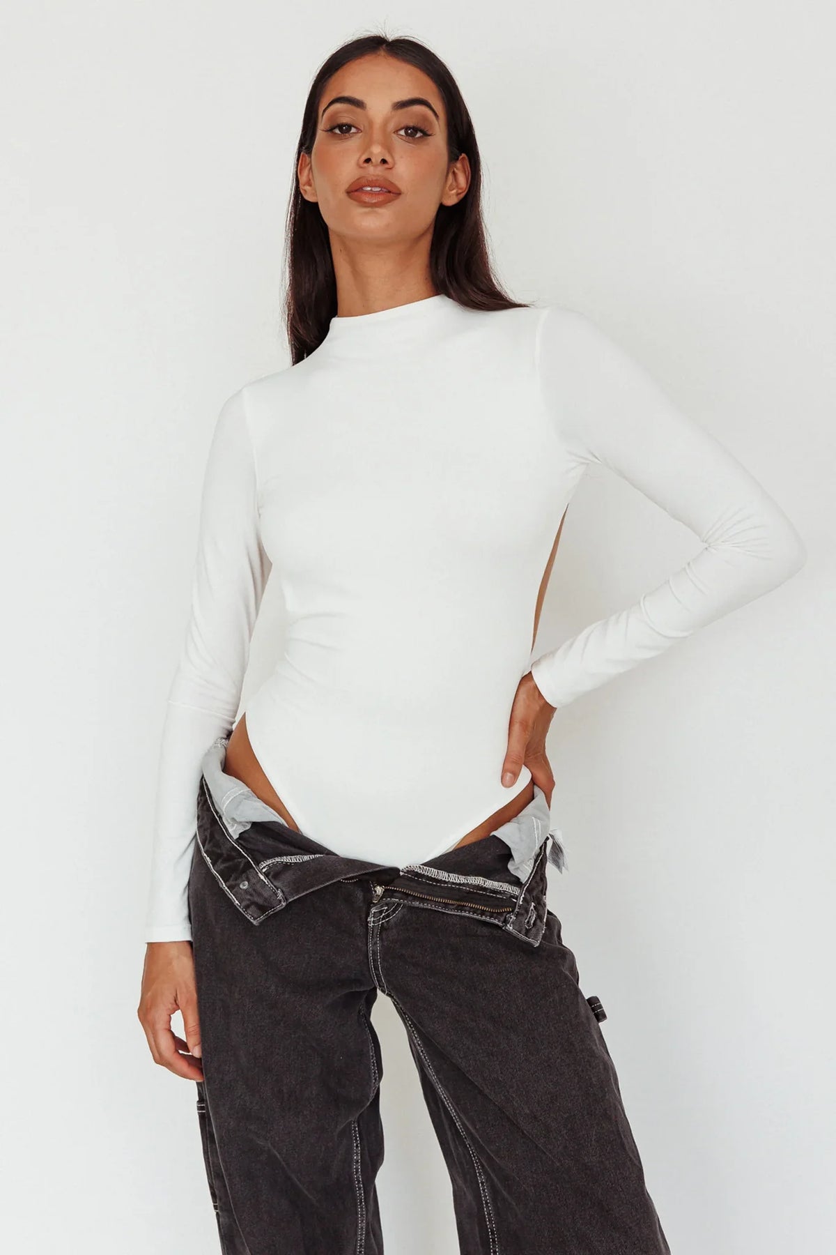 Remy Open Back Bodysuit Off White